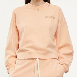KOOPLES X SPORT FADED ORANGE SWEATSHIRT WITH PIERCING size 0